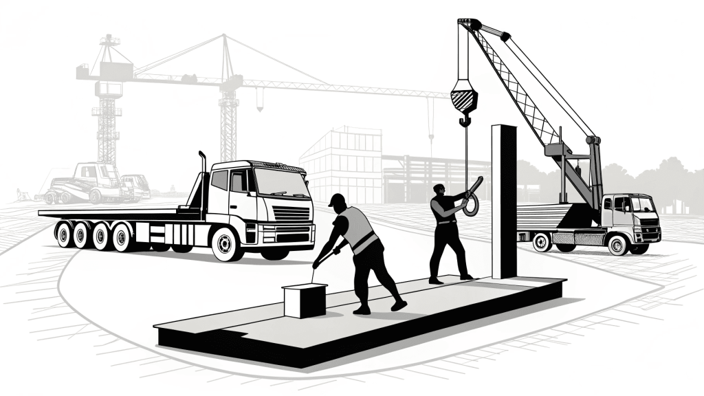 a new truck scale being installed at a constructio