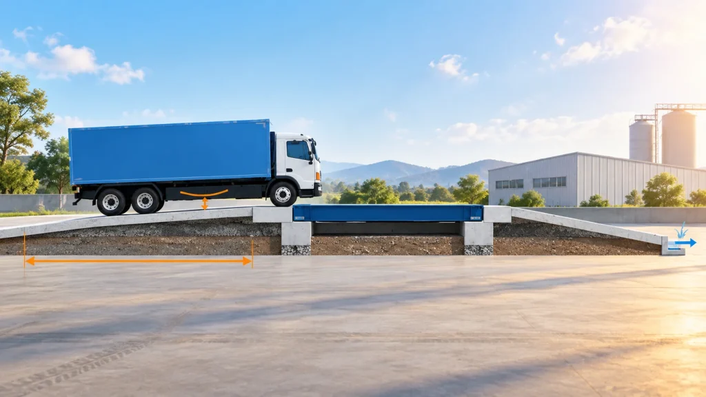 Sơ đồ bố trí mặt bằng thiết kế đường dốc cân điện tử